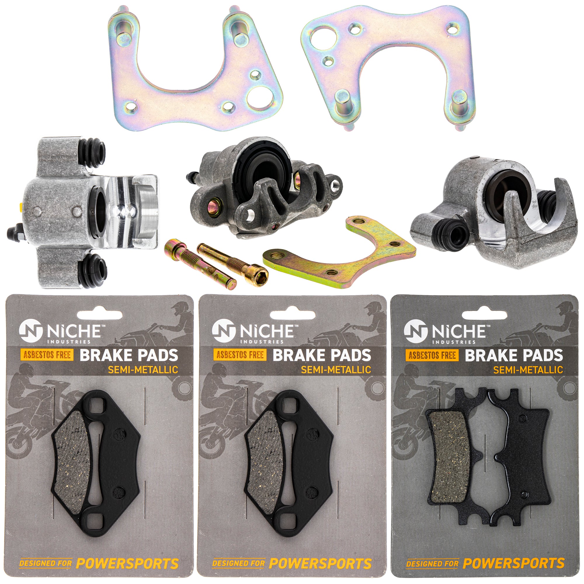 Brake Rebuild Kit Calipers & Pads (3) for zOTHER Polaris GEM Trail Sportsman Scrambler NICHE MK1008213