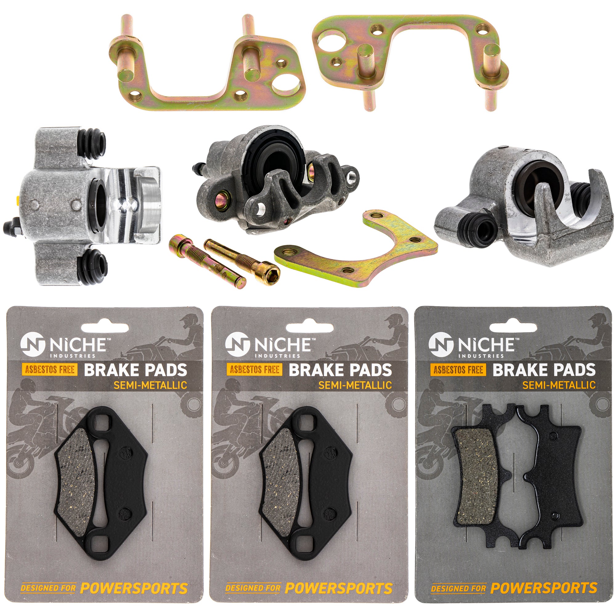 Brake Rebuild Kit Calipers & Pads (3) for zOTHER Polaris GEM Trail Scrambler NICHE MK1008215