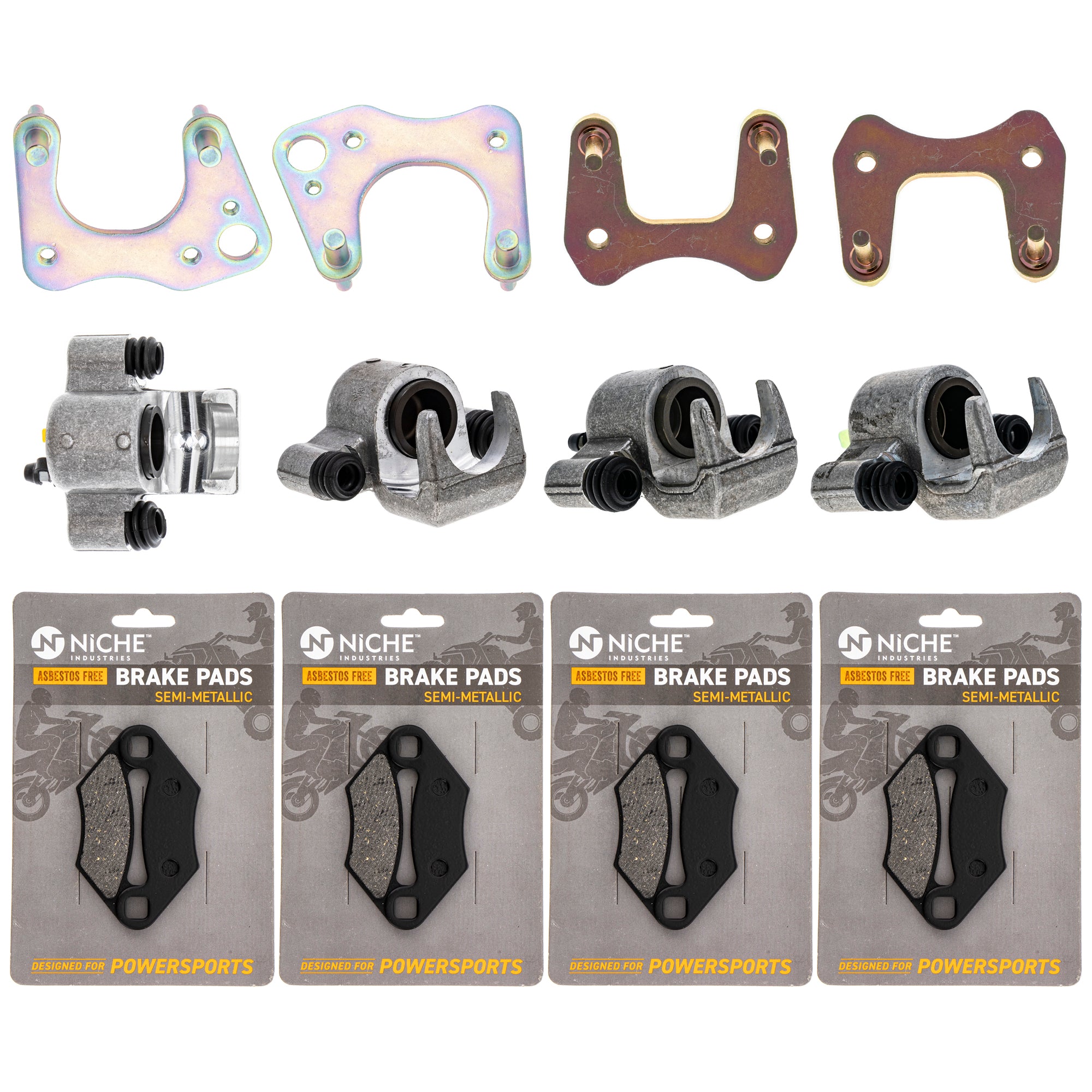 Brake Calipers & Pads Kit (4) Front/Rear for zOTHER Polaris GEM ATP NICHE MK1008217