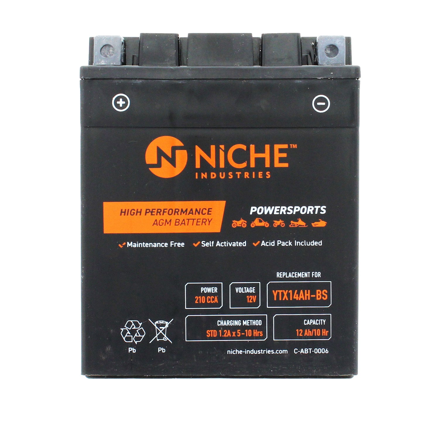 NICHE Sealed AGM Battery YTX-14AHB-S0-00 YTX14AH-BS