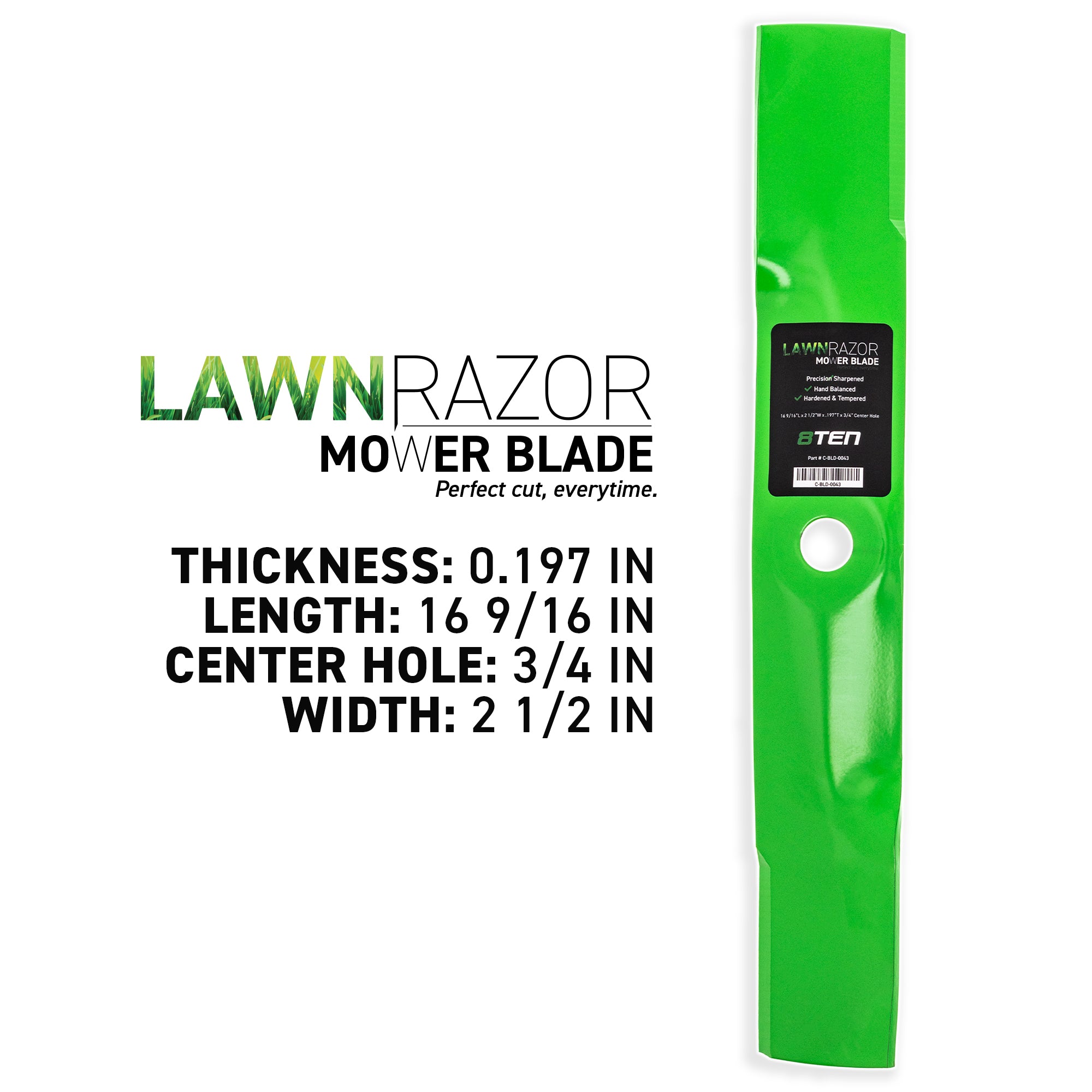 8TEN 810-CBL2265D LawnRAZOR Deck Mower Blade for Stens Oregon MTD