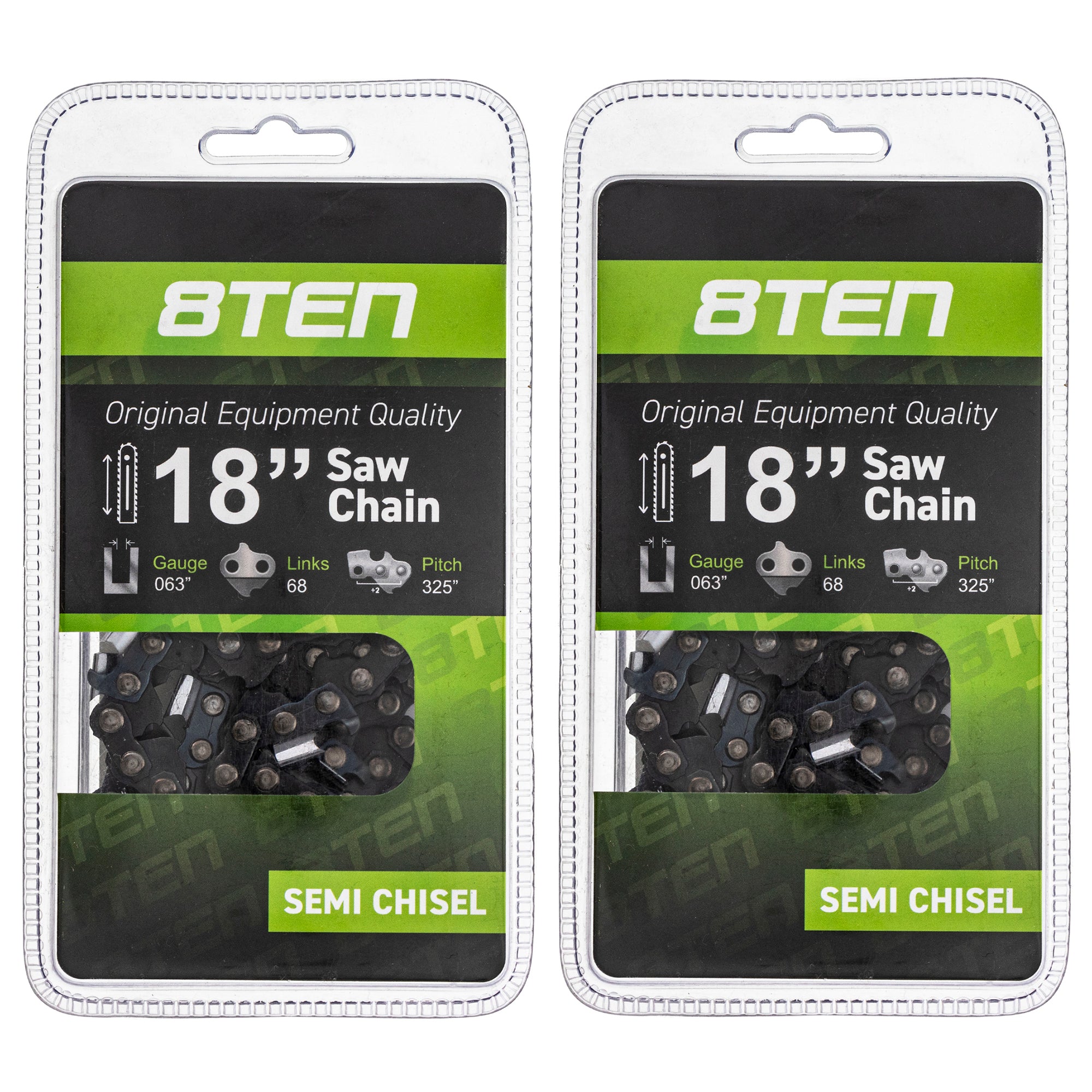 Chainsaw Chain 18 Inch .063 .325 68DL 2-Pack for zOTHER Stens Oregon Ref. Oregon Carlton 8TEN 810-CCC2227H