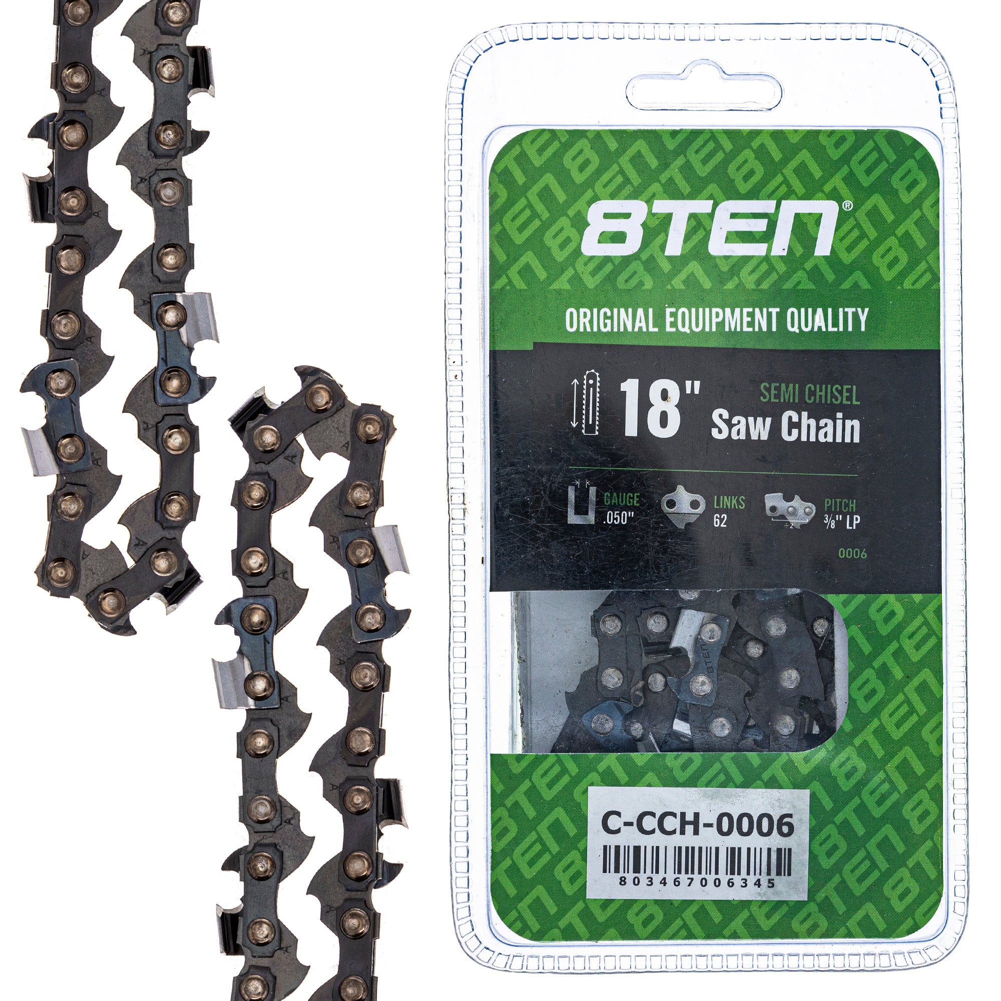 Chainsaw Chain 18 Inch .050 3/8 62DL for zOTHER Windsor Stens Oregon Carlton TCS33EB/16 8TEN 810-CCC2228H