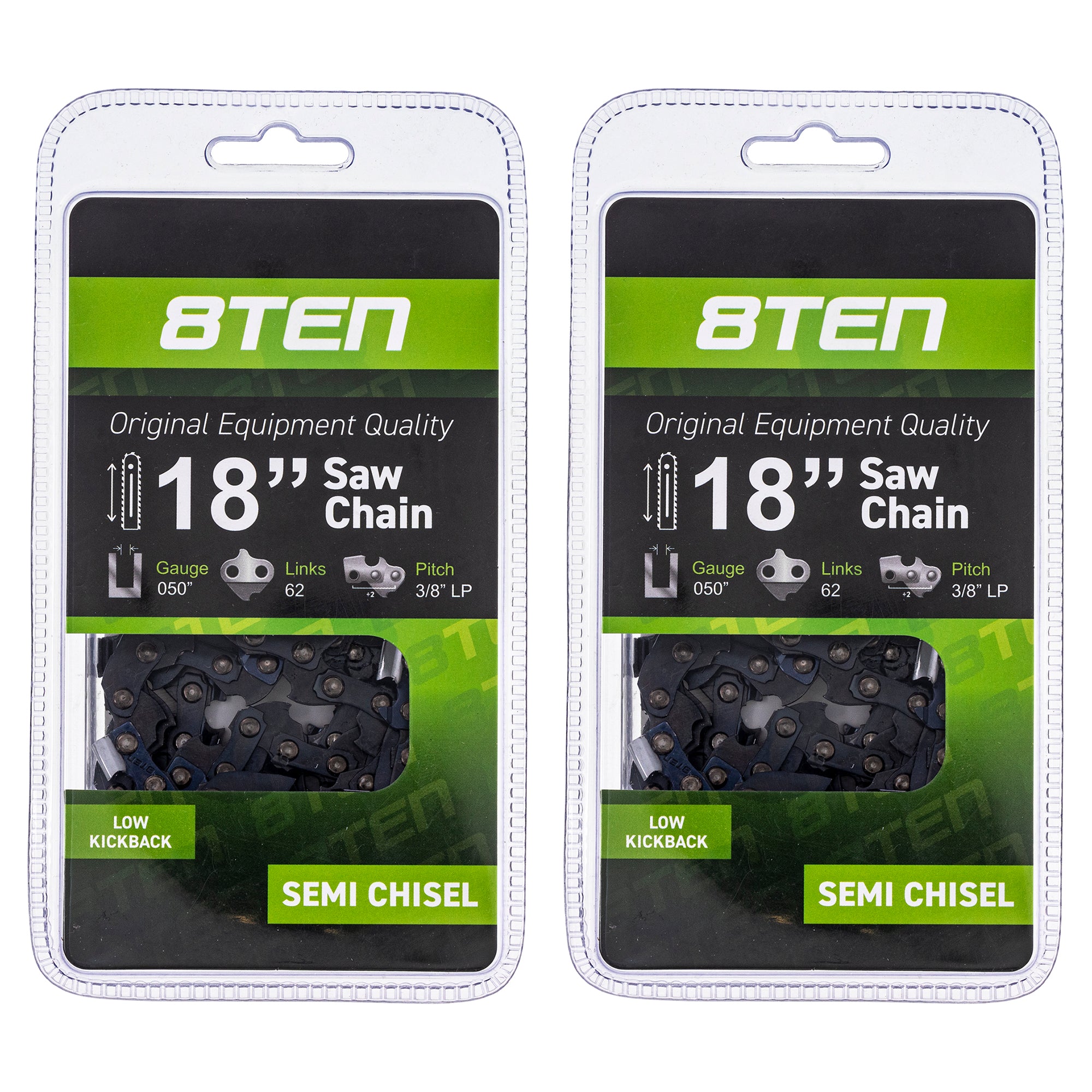 Chainsaw Chain 18 Inch .050 3/8 62DL 2-Pack for zOTHER Windsor Stens Oregon Carlton 8TEN 810-CCC2228H