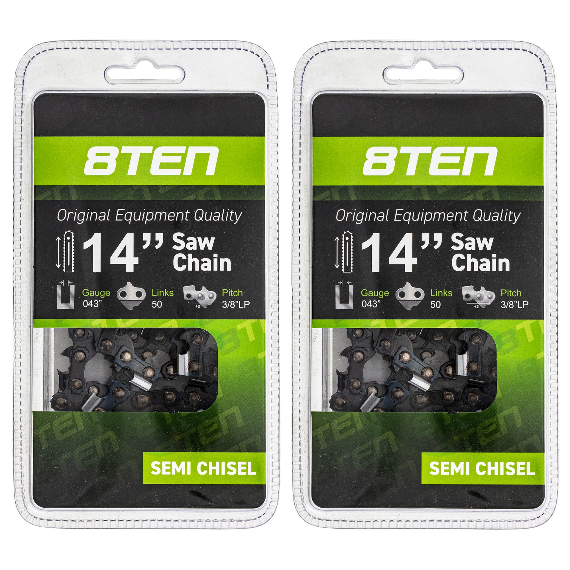 Chainsaw Chain 14 Inch .043 3/8 LP 50DL 2-Pack for zOTHER Stens Oregon Carlton MSE MSA MS 8TEN 810-CCC2237H