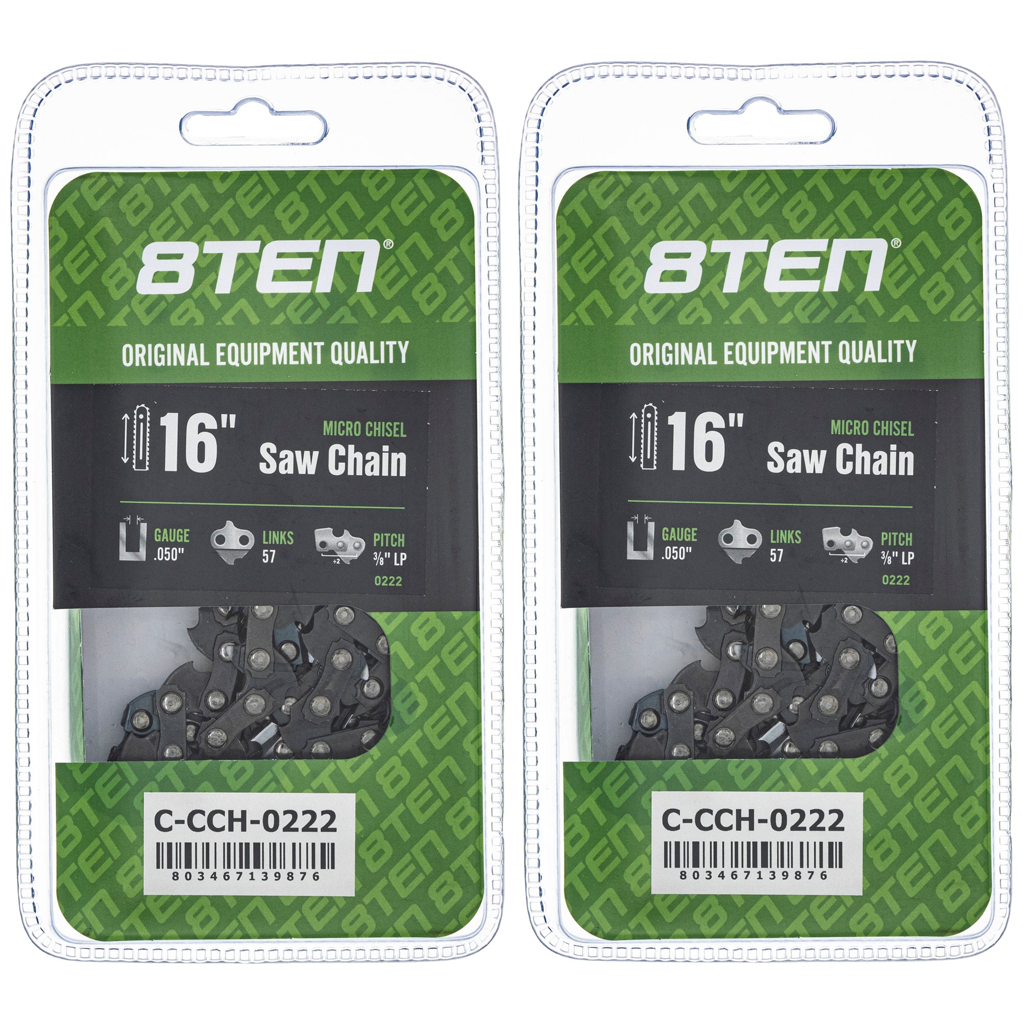 Chainsaw Chain 16 Inch .050 3/8 LP 57DL 2-Pack for zOTHER Stens Oregon Ref. Oregon Echo 8TEN 810-CCC2444H