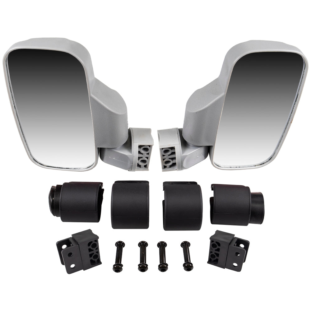 Silver Side View Mirror Pro-Fit Set for Yamaha Rhino 660 450 700 FI