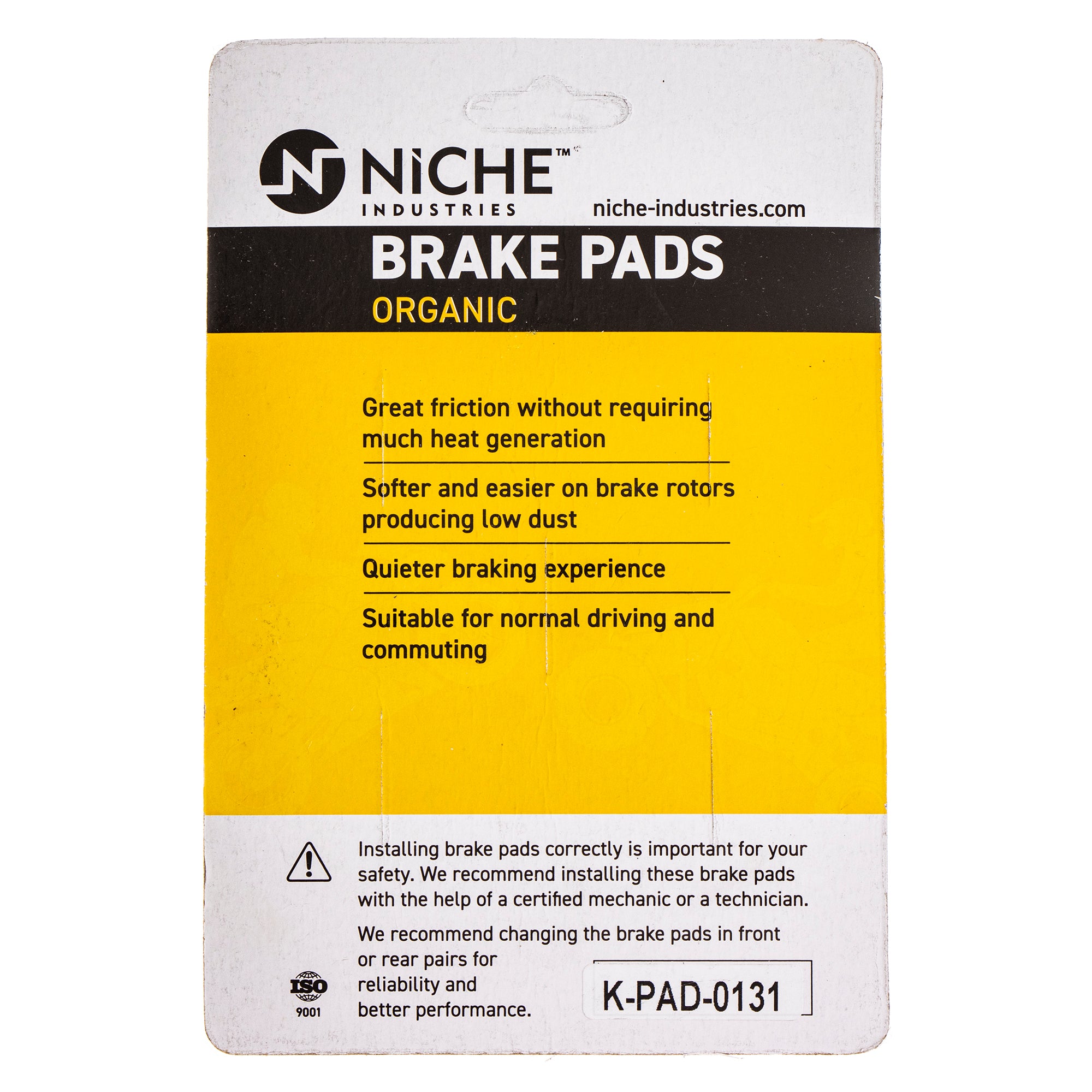 NICHE 519-KPA2353D Organic Brake Pads for Arctic Cat Textron Cat