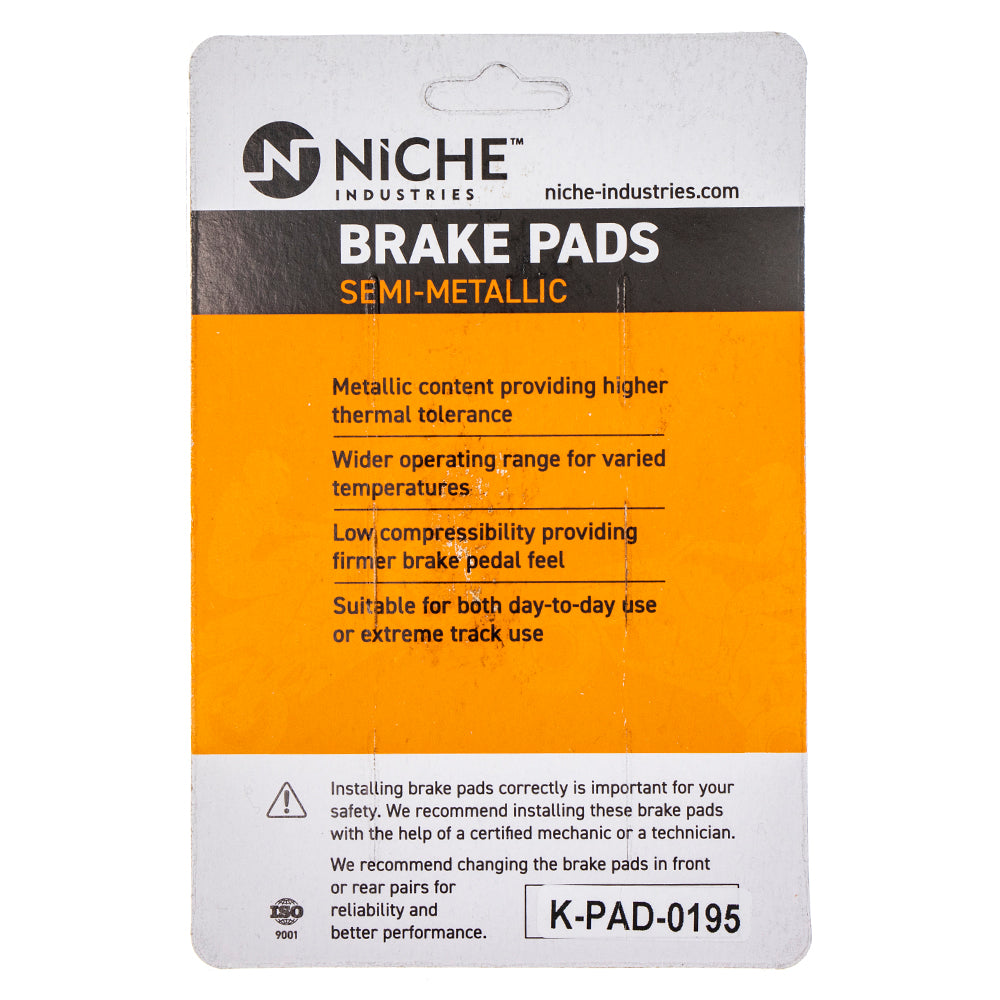 NICHE 519-KPA2317D Brake Pad Set 2-Pack for Yamaha Venture TTR230