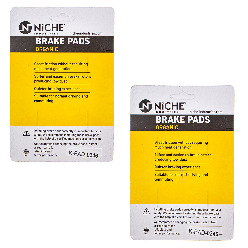 NICHE 519-KPA2568D Front Organic Brake Pad Set 2-Pack for Kawasaki