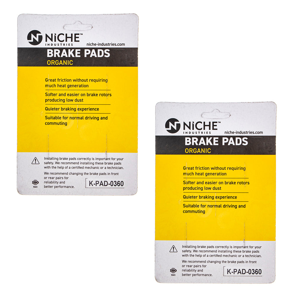 NICHE 519-KPA2582D Rear Organic Brake Pad Set 2-Pack for zOTHER Honda