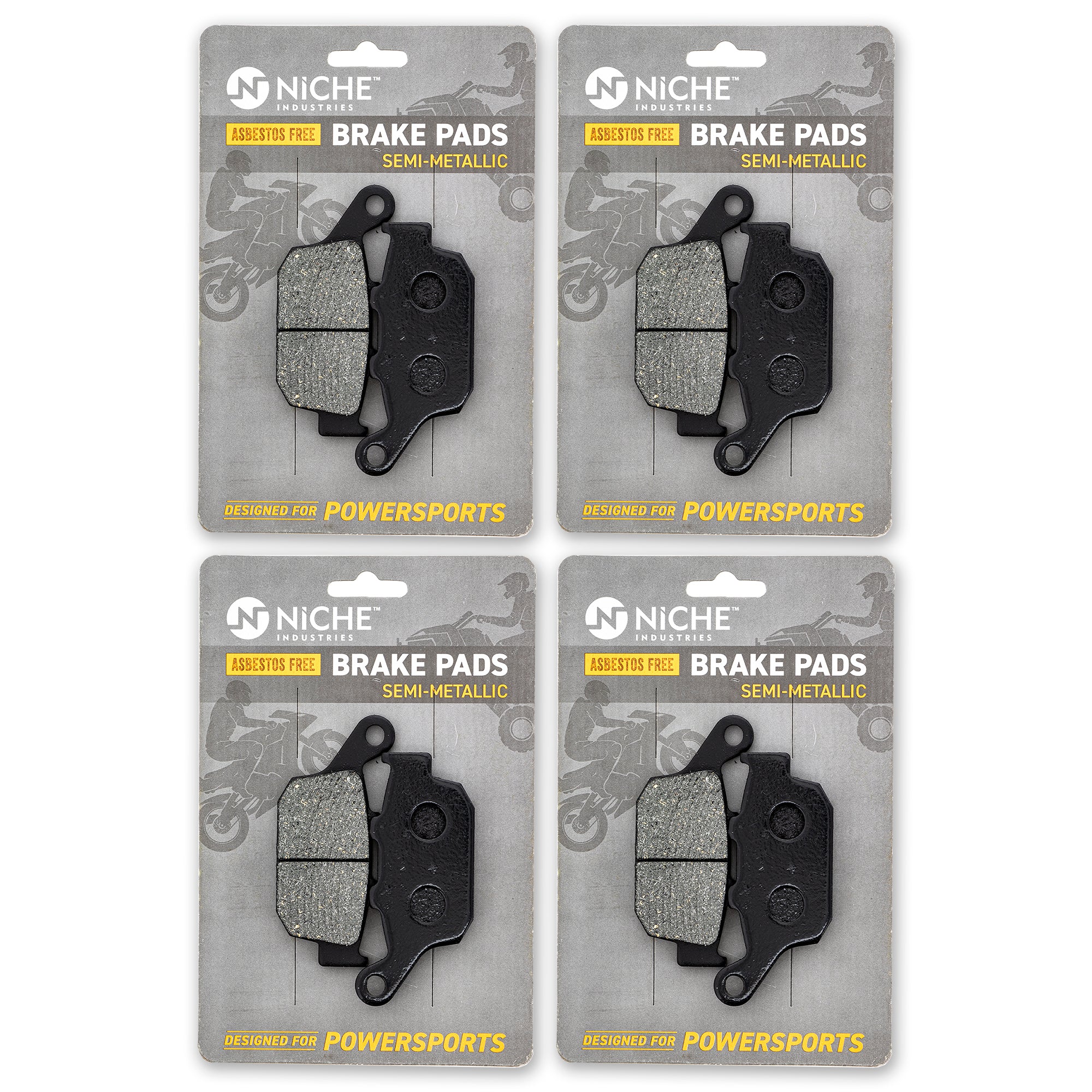 Rear Semi-Metallic Brake Pad Set 4-Pack for Yamaha FZ6R 20S-W0046-00-00 19D-W253E-00-00 NICHE 519-KPA2647D